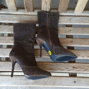 Nicole Miller Logan Bronze Glitterbeam Boot New